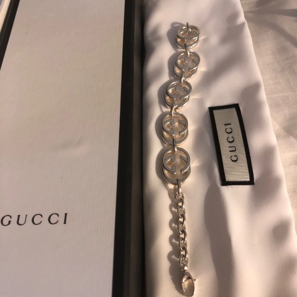 Sterling silver gg bracelet, 7 3/4-7.5